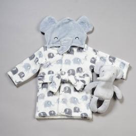 Baby Boy Celebrity Baby(tm) Elephant 3D Hooded Robe w/ Plush Toy