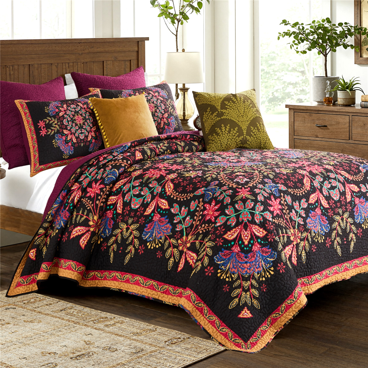 Greenland Home Fashions(tm) Jessa Ornate Botannical Quilt Set