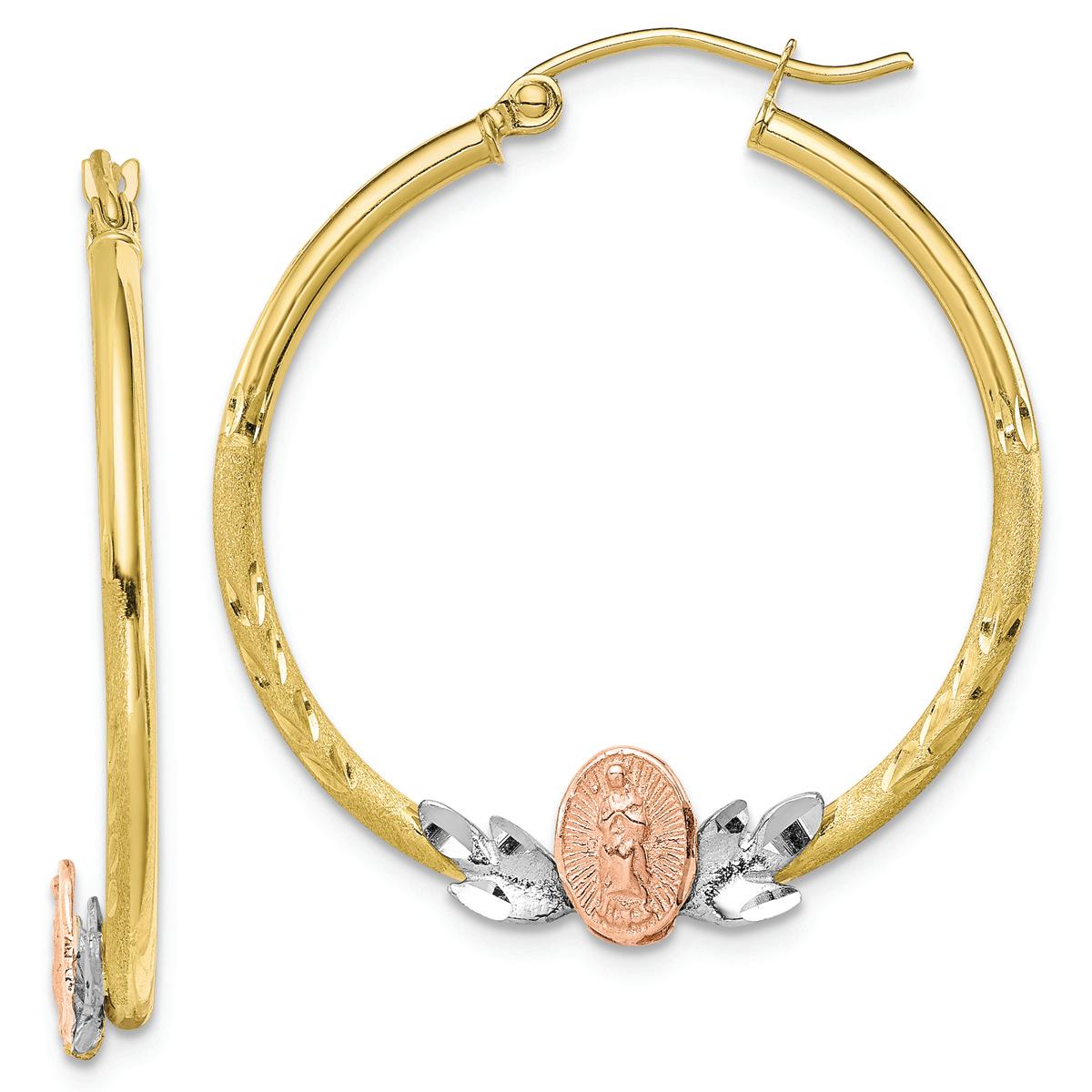 Gold Classics(tm) 10k Tri-color Guadalupe 32mm Hoop Earrings