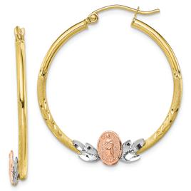 Gold Classics(tm) 10k Tri-color Guadalupe 32mm Hoop Earrings