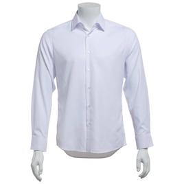 Mens Bill Blass Microfiber White Embossed Slim Fit Dress Shirt
