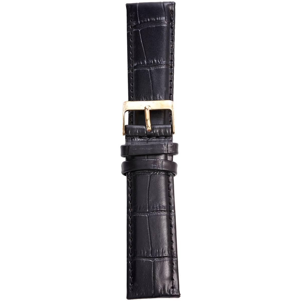 Unisex Watchbands 2 Go Croco Calfskin Leather Band - Black