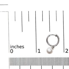 Haus of Brilliance 10kt. White Gold Pearl & Diamond Drop Earrings