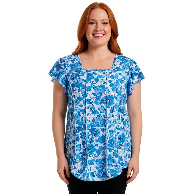 Plus Size Cocomo Cap Flutter Sleeve Floral Blouse