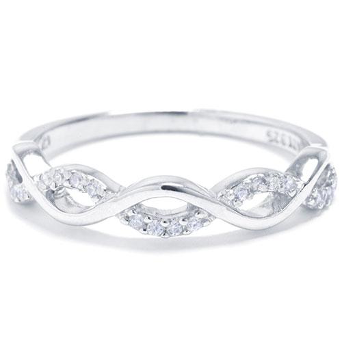 Sterling Silver Polished and Cubic Zirconia Infinity Band Ring