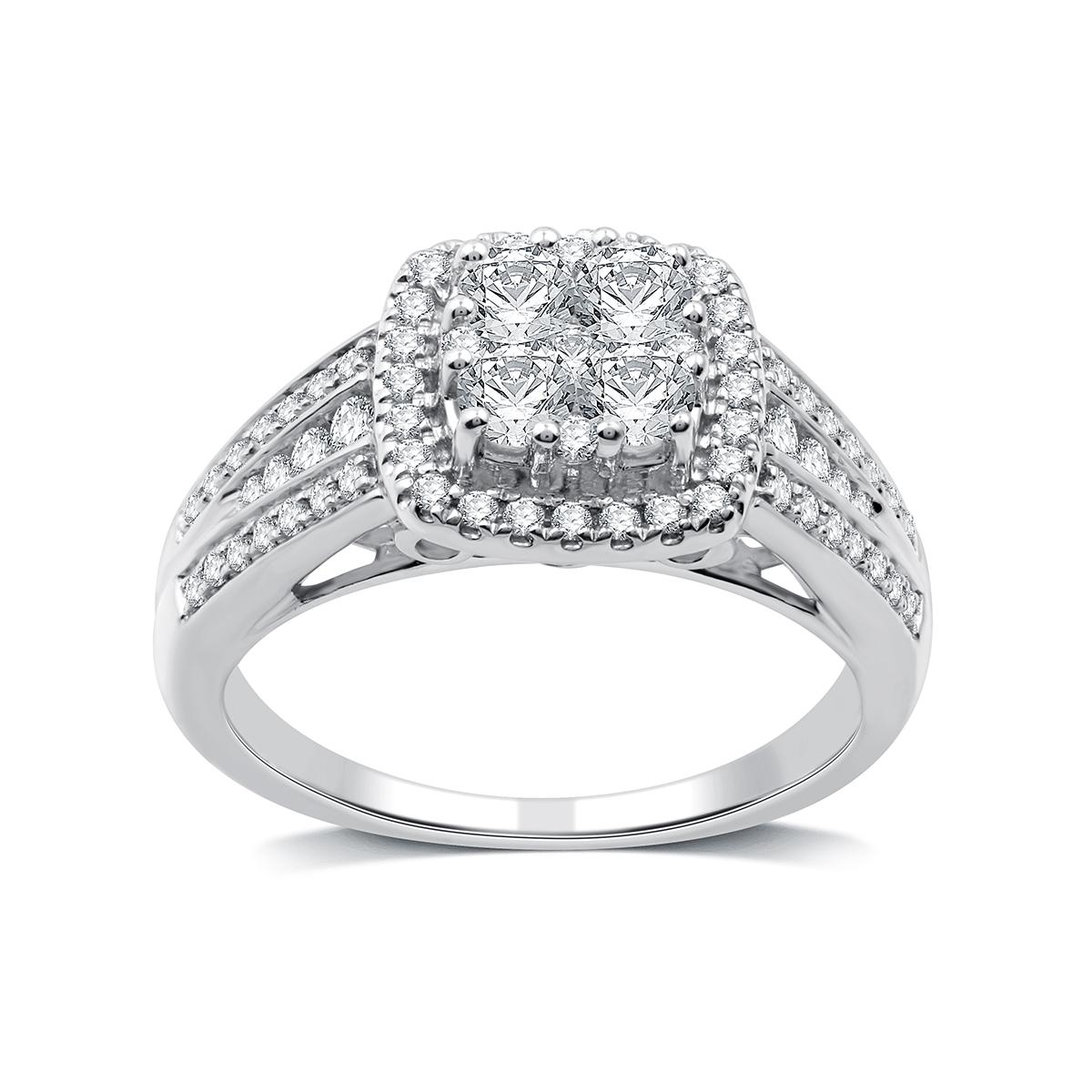 Nova Star(R) 1cttw. Lab Grown Diamond Cushion Cluster Bridal Ring