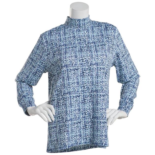 Plus Size Hasting & Smith Long Sleeve Abstract Mock Neck Tee