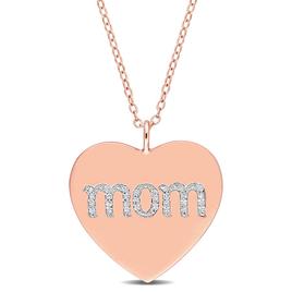 Sophia B Pink Silver 1/10ct. Diamond Mom Heart Chain Pendant