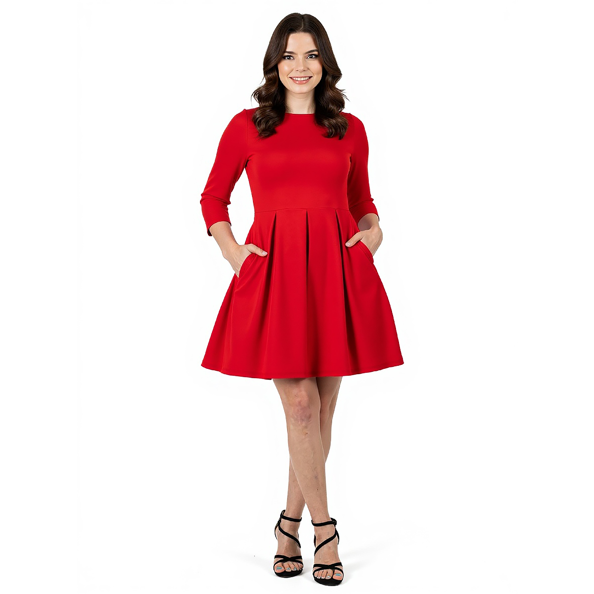 Plus Size 24/7 Comfort Apparel Fit & Flare Pocket Maternity Dress