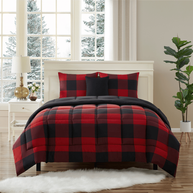 Sweet Home Collection 4pc. Buffalo Check Reversible Comforter Set