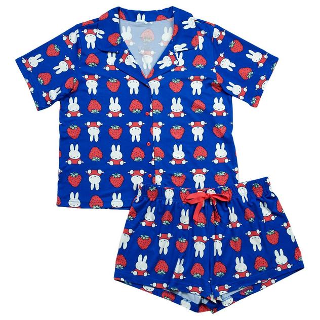 Womens Miffy Short Sleeve Strawberries Boxer Pajama Set
