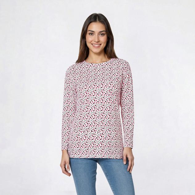 Petite Hasting & Smith 3/4 Sleeve Allover Hearts Tee