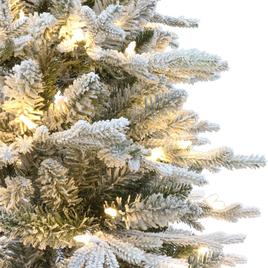 Puleo International 7.5ft. Pre-Lit Flocked Artic Fir Potted Tree