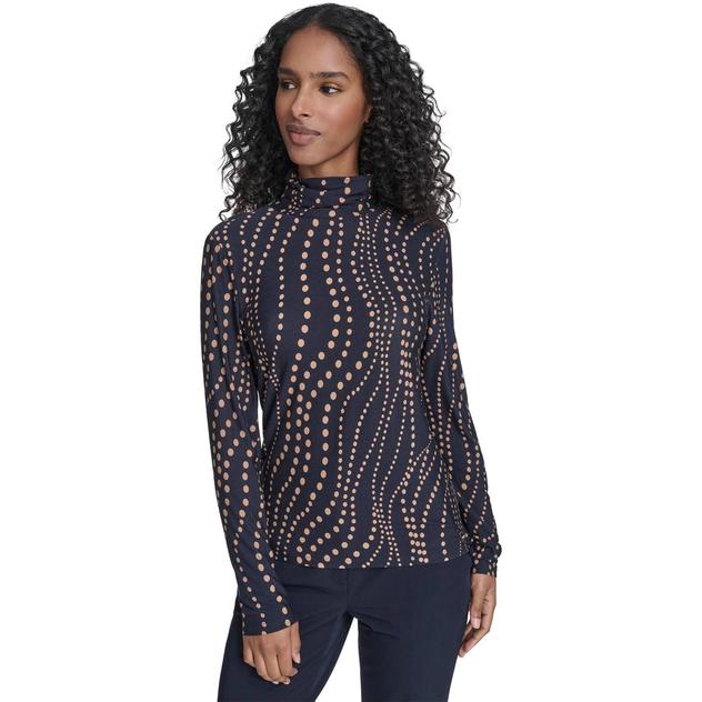 Womens Tommy Hilfiger Long Sleeve Cascade Dot Turtleneck Sweater