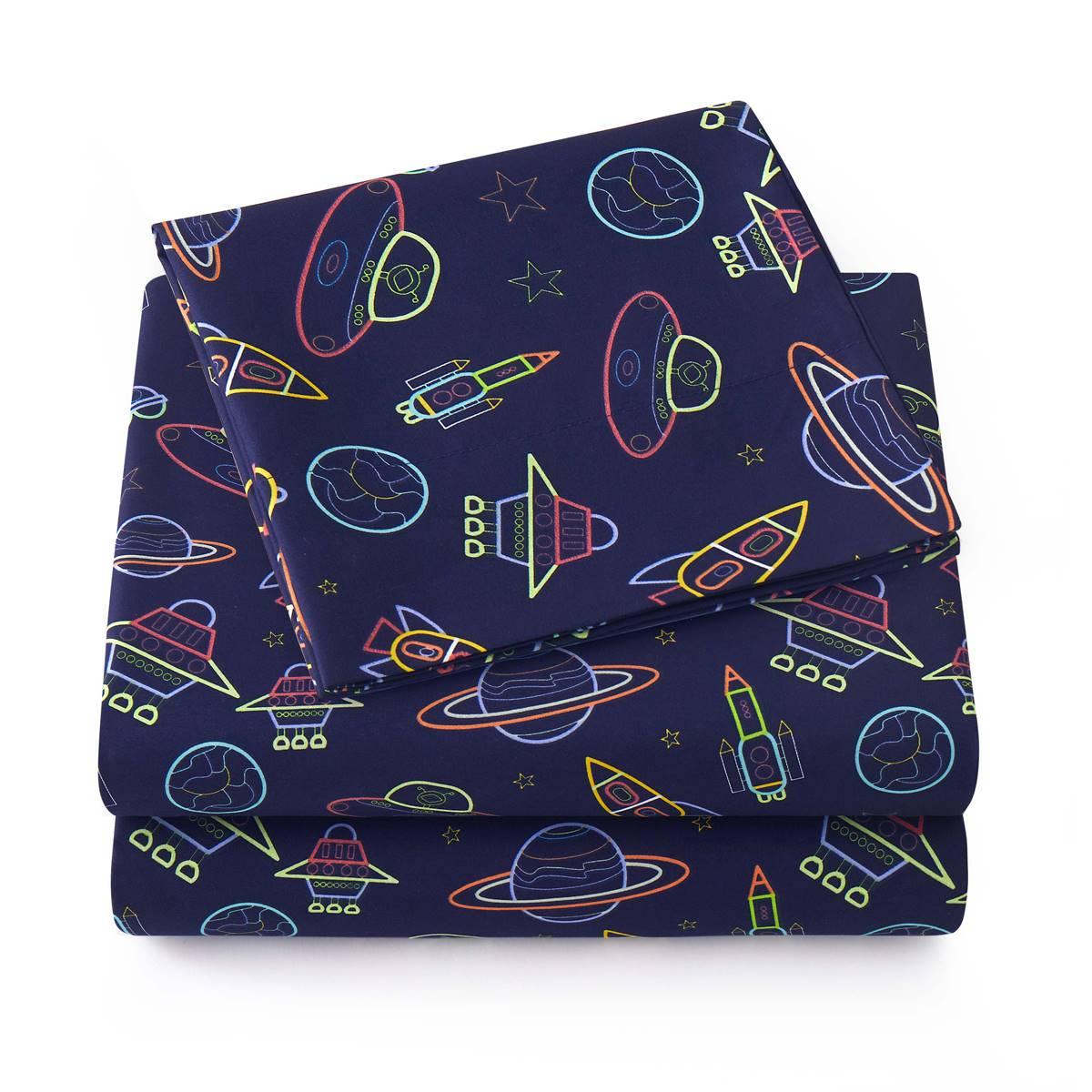Sweet Home Collection Kids Fun & Colorful Spaceships Sheet Set