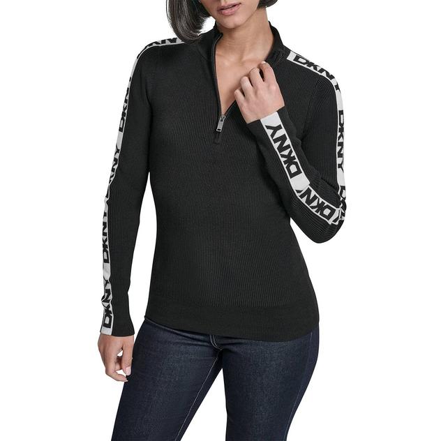 Womens DKNY Long Sleeve Logo 1/4 Zipper Sweater