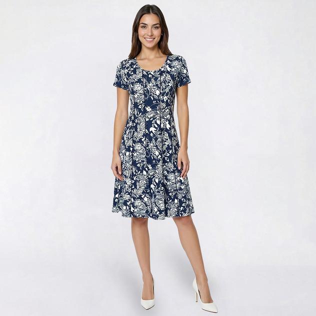Womens Sami & Jo Short Sleeve Seam Floral A-Line Dress