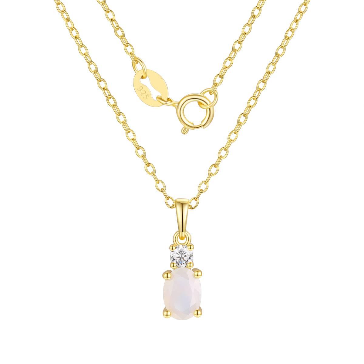 October Birthstone Simulated Opal & Cubic Zirconia Pendant