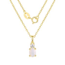 October Birthstone Simulated Opal & Cubic Zirconia Pendant