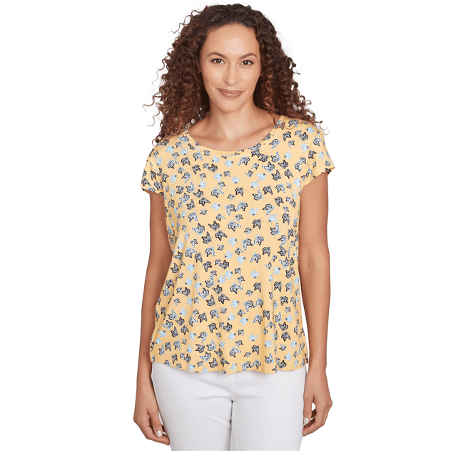Womens Emaline Key Items Cap Sleeve Tossed Butterfly Tee