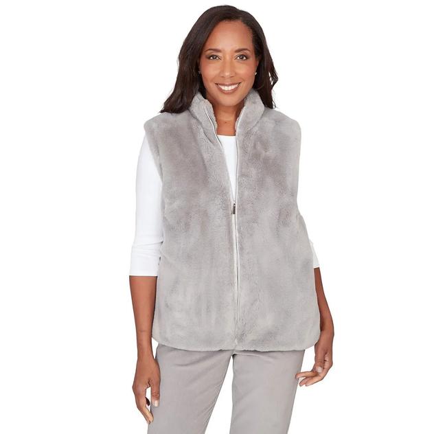 Womens Alfred Dunner Stockbridge Faux Fur Zip Front Vest