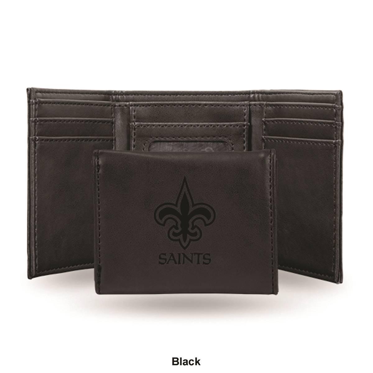 Mens NFL New Orleans Saints Faux Leather Trifold Wallet