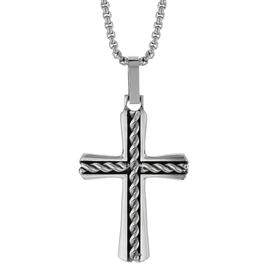 Mens Lynx Stainless Chain Cross Pendant
