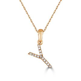 Diamond Classics(tm) 14kt. Rose Gold Initial Y Letter Necklace