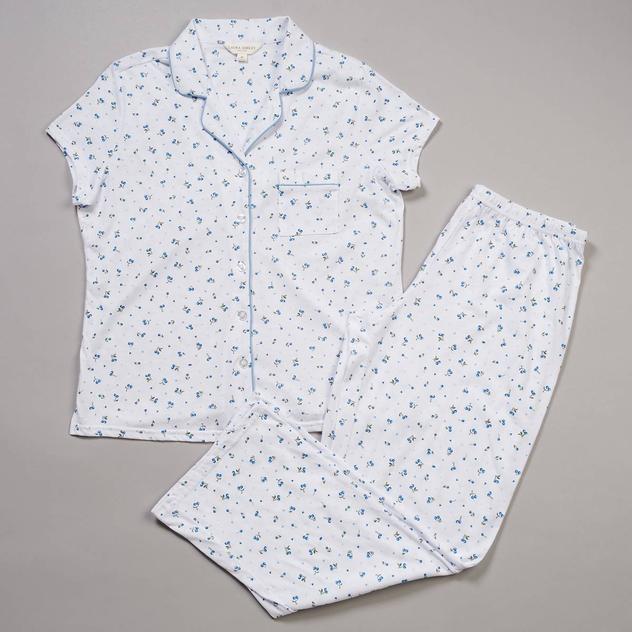 Womens Laura Ashley® Short Sleeve Cherries & Hearts Pajama Set