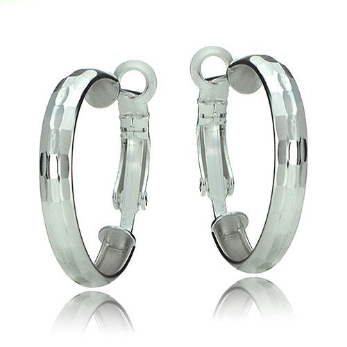 Designs by FMC Sterling Silver Box Diamond Cut Hoop Earrings