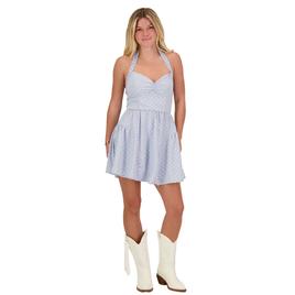 Juniors Trixxi Milan Dot Drop Waist Halter Skater Dress