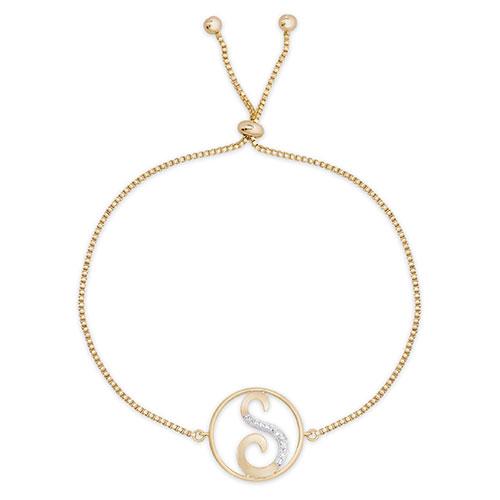 Accents by Gianni Argento Diamond Plated Initial S Gold Bracelet