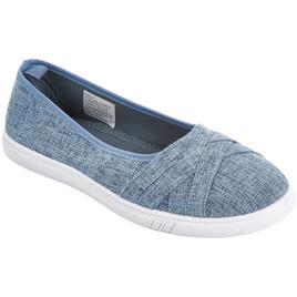 Womens Ashley Blue Solid Canvas Slip On Flats