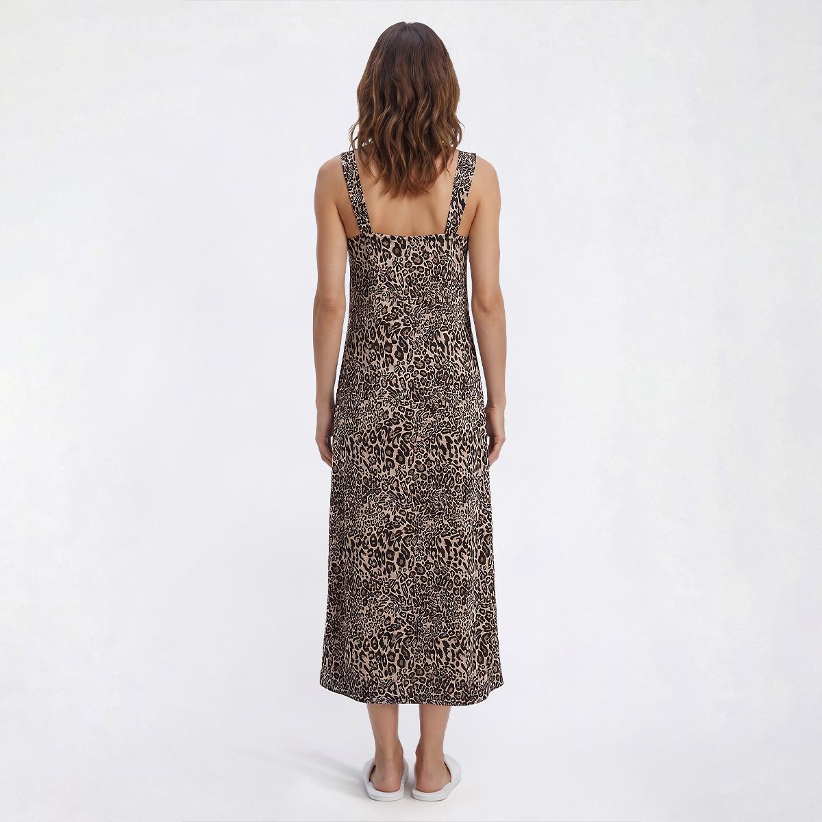 Womens Jessica Simpson Sleeveless Leopard Sleepdress W/Lace Trim