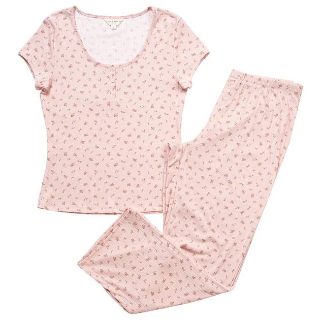 Womens Laura Ashley® Short Sleeve Pointelle Bouquets Pajama Set
