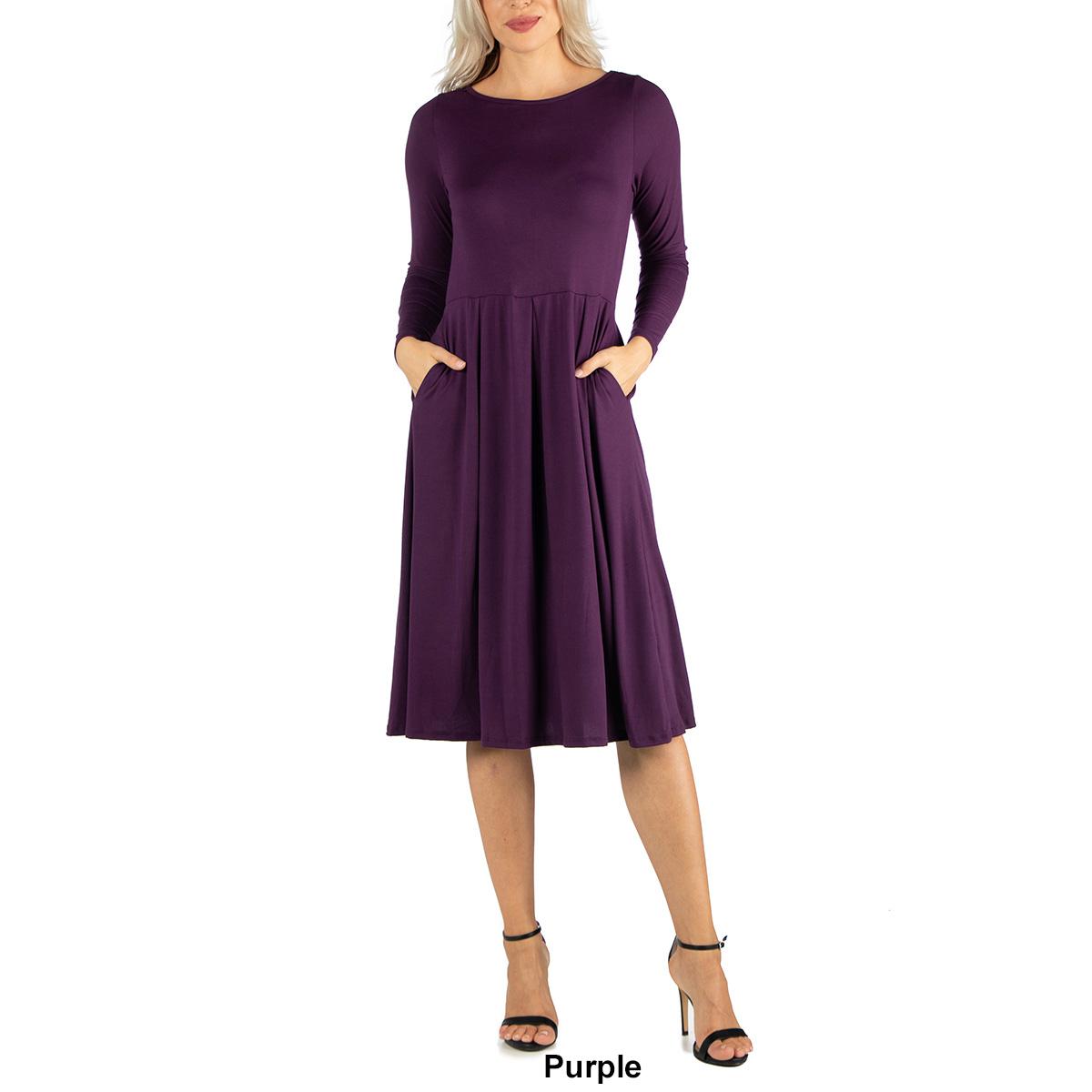 Womens 24/7 Comfort Apparel Fit &amp; Flare Pocket Dress