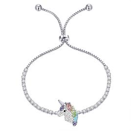Crystal Critter Rainbow Unicorn Head Adjustable Bolo Bracelet