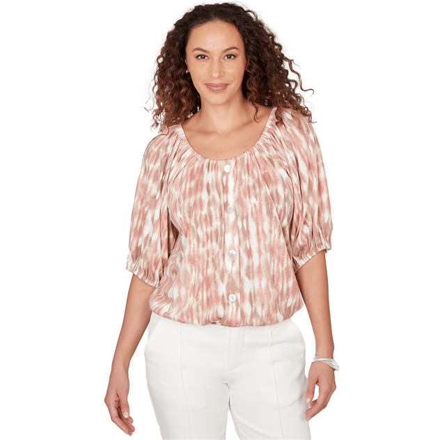 Womens Skye’s the Limit Blooming Pastels Elbow Sleeve Blouse