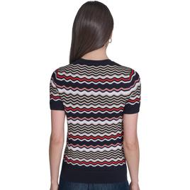 Womens Tommy Hilfiger Short Sleeve Scallop Stripe Sweater
