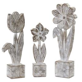 Melrose White Washed Potted Floral Sculpture - Set of 3