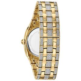 Mens Bulova Crystal Pave Gold-Tone Bracelet Watch - 98B323