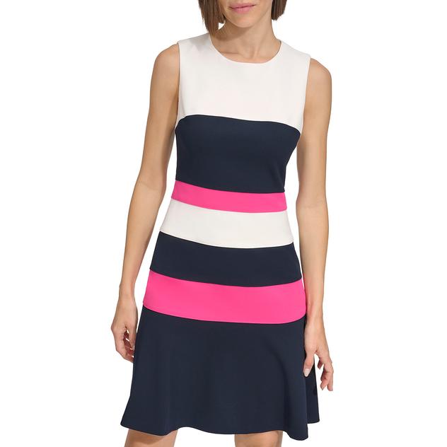 Womens Tommy Hilfiger Sleeveless Color Block  A-Line Dress