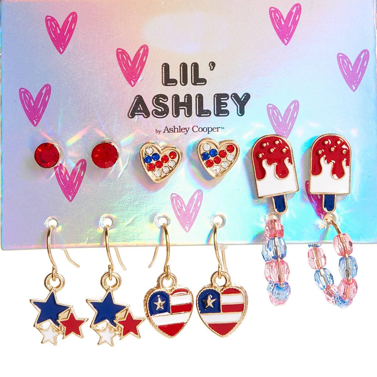 Kids Lil Ashley Gold-Tone Patriotic Earring Set
