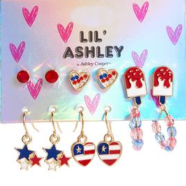 Kids Lil Ashley Gold-Tone Patriotic Earring Set