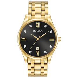 Mens Bulova Gold-Tone & Diamond Dial Watch - 97D108