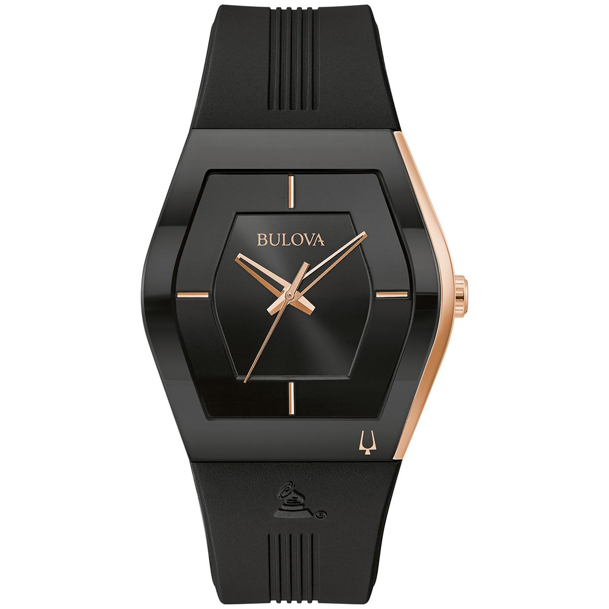 Mens Bulova Latin GRAMMY® Black Rosegold Strap Watch - 97A163