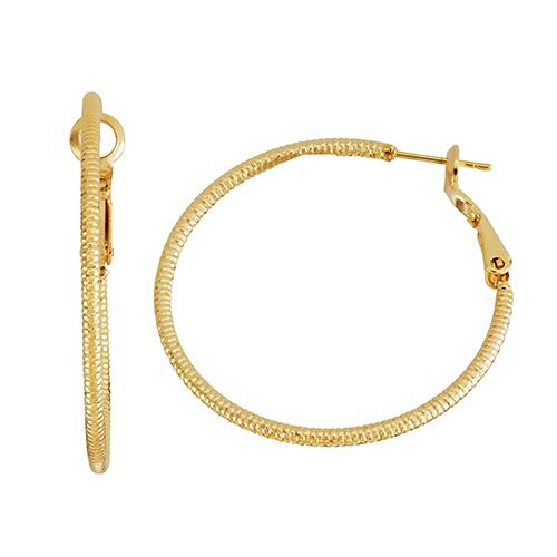 Fine Faux Gold Plated 2mm x 40mm Hoop Earrings
