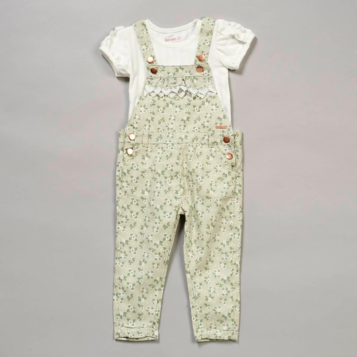 Toddler Girl Kensie Girl 2pc. Solid & Floral Twill Overall Set