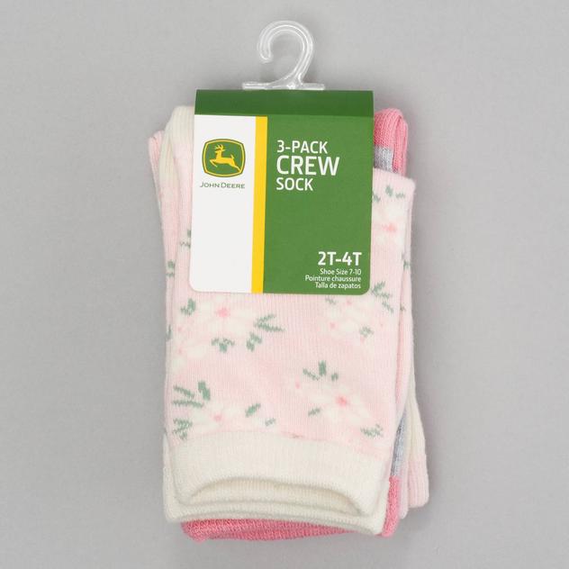 Toddler Girl John Deere 3pk. Floral & Pig Ballerina Crew Socks