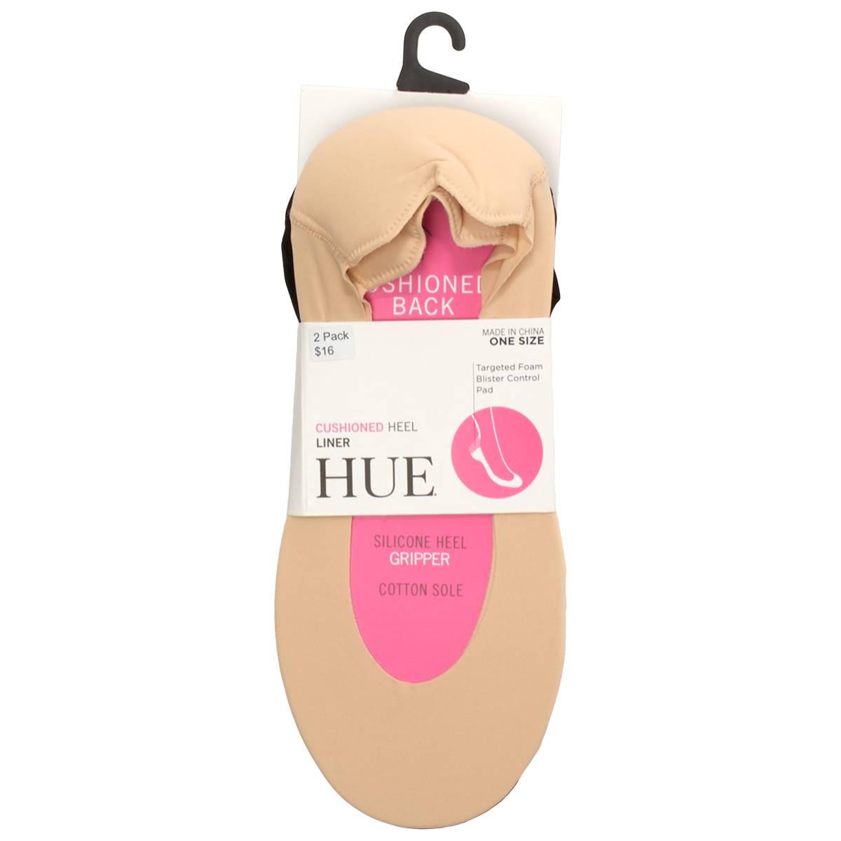 Womens HUE(R) 2pk. Heel Bliss Cushioned Liner Socks